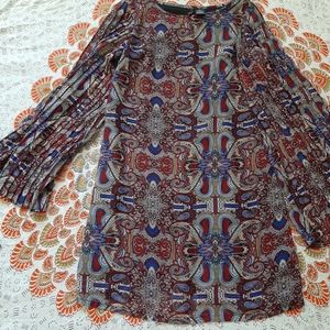 Pleates long sleeve dress